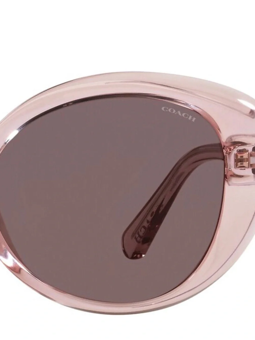 Coach Translucent Rose Pink Round Sunglasses with Dark Lenses